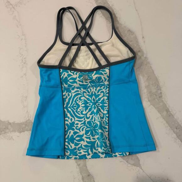 Lands End Tankini Swim Top Padded Shelf Bra Women's 4 Floral Blue Bathing Suit - Picture 3 of 7